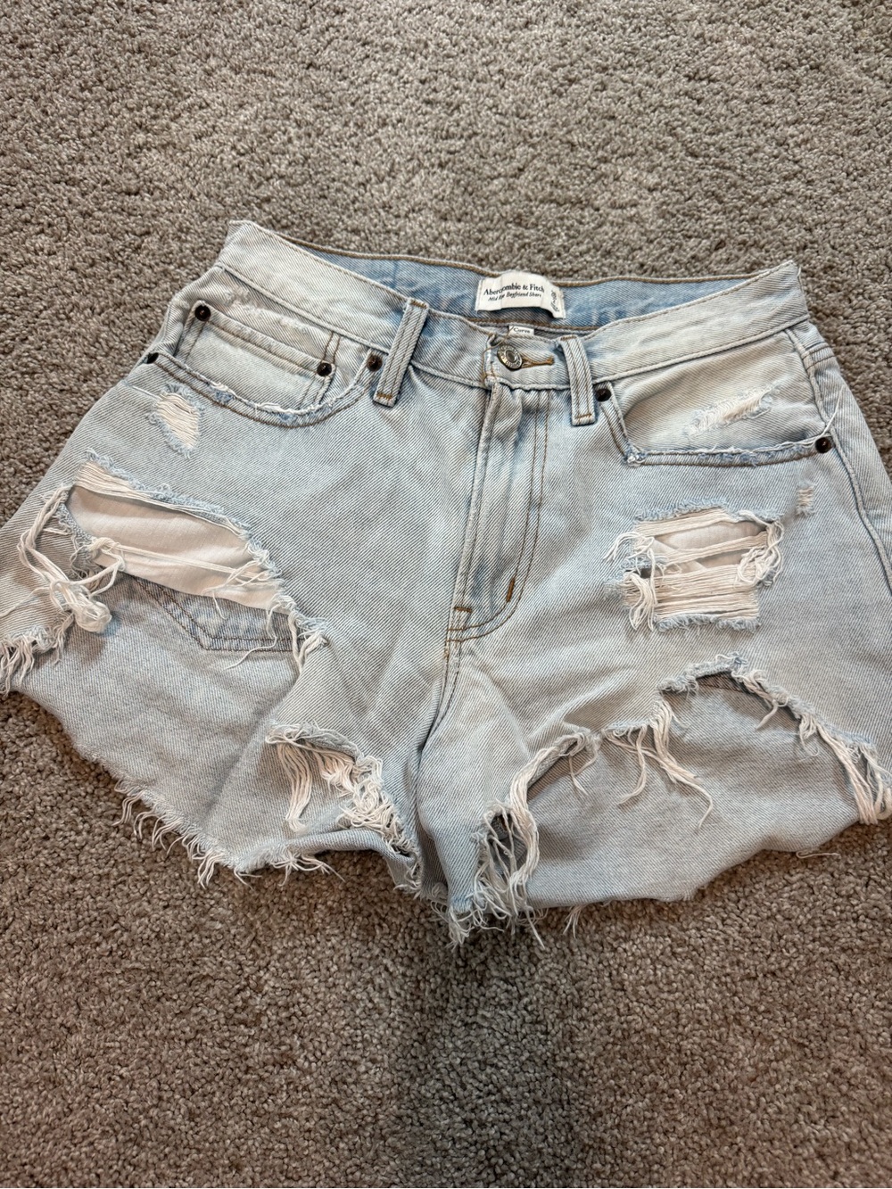Abercrombie & Fitch Light Blue Ripped Denim Cutoff Shorts